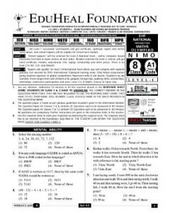 EHF Math Olympiad Solved Question Paper Class 8 (2014)