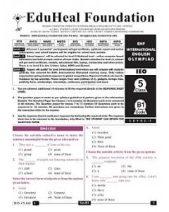 EHF English Olympiad Solved Question Paper Class 5 (2015)