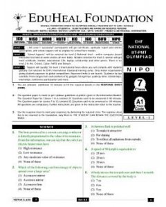 EHF IIT-NEET Olympiad Solved Question Paper Class 7 (2015)