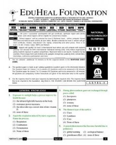 EHF Biotech Olympiad Solved Question Paper Class 7 (2015)