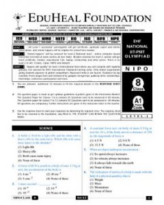 EHF IIT-NEET Olympiad Solved Question Paper Class 8 (2015)