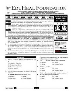 EHF English Olympiad Solved Question Paper Class 10 (2013)