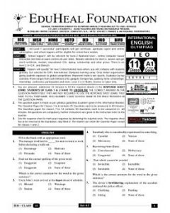 EHF English Olympiad Solved Question Paper Class 11 (2013)