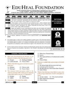 EHF Biotech Olympiad Solved Question Paper Class 9 (2015)