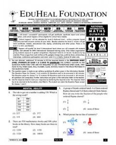 EHF Math Olympiad Solved Question Paper Class 4 (2013)