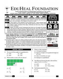 EHF Math Olympiad Solved Question Paper Class 6 (2013)
