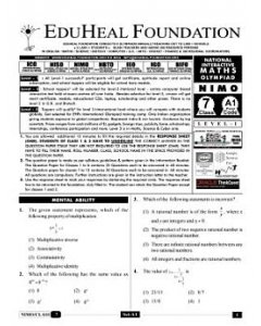 EHF Math Olympiad Solved Question Paper Class 7 (2013)