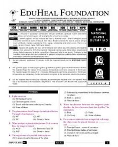 EHF IIT-NEET Olympiad Solved Question Paper Class 10 (2015)