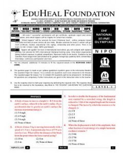 EHF IIT-NEET Olympiad Solved Question Paper Class 11 (2015)